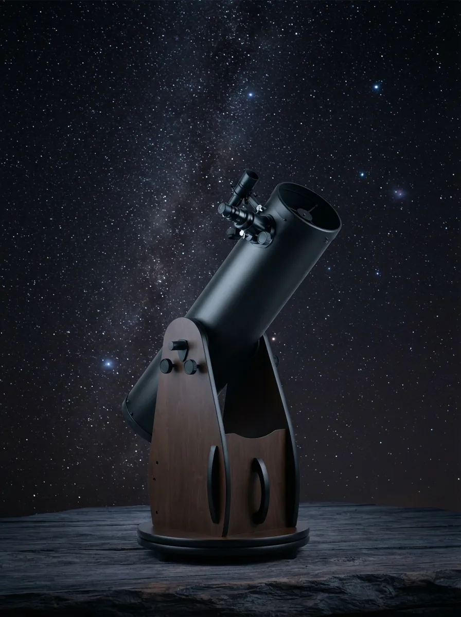 Orion StarBlast 4.5 Astro Reflector Telescope on a dark background.