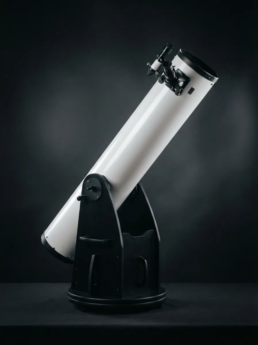The Orion SkyQuest XT10 Classic Dobsonian Telescope, a large white optical tube on a black Dobsonian base, presented as the main product.