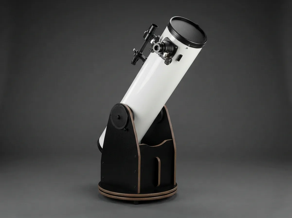 A detailed side profile of the Orion SkyQuest XT6 Classic Dobsonian Telescope, highlighting its optical tube and mount.