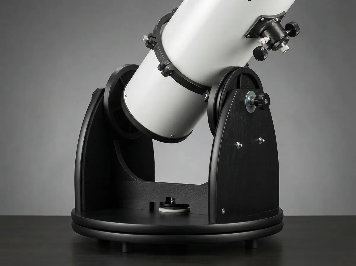 Detailed view of the Orion SkyQuest XT10 telescope's optical tube and base.