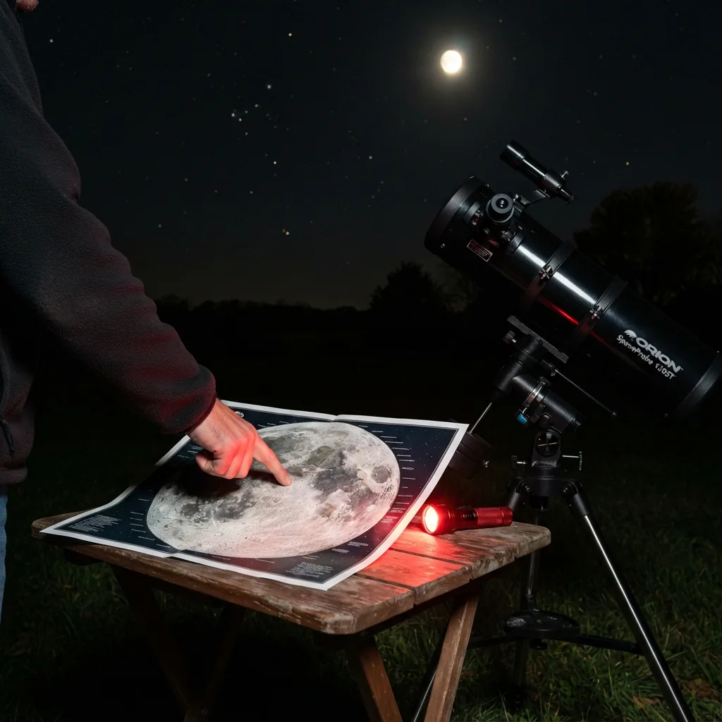 Using the Orion Moon Map to identify lunar features while observing through the SpaceProbe 130ST.