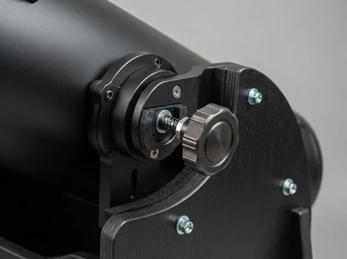 The CorrecTension system on the Dobsonian base, showing the friction adjustment mechanism.