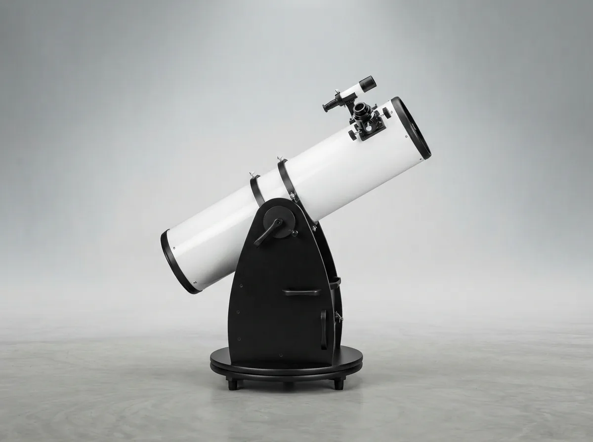 The Orion SkyQuest XT8i's lightweight Dobsonian base with the optical tube mounted.