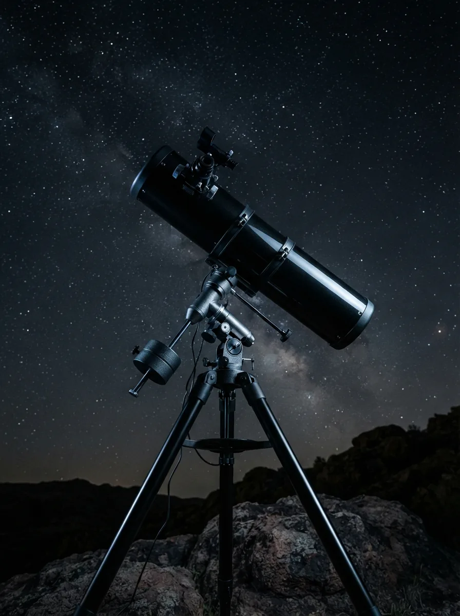 The Orion StarBlast II Telescope is the central focus against a dark, starry background.